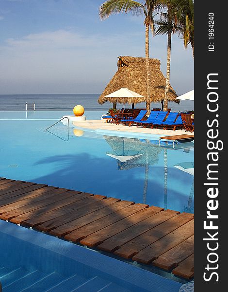 Partial view of the pools of a hotel in Puerto Vallarta, Jalisco, Mexico, Latin America