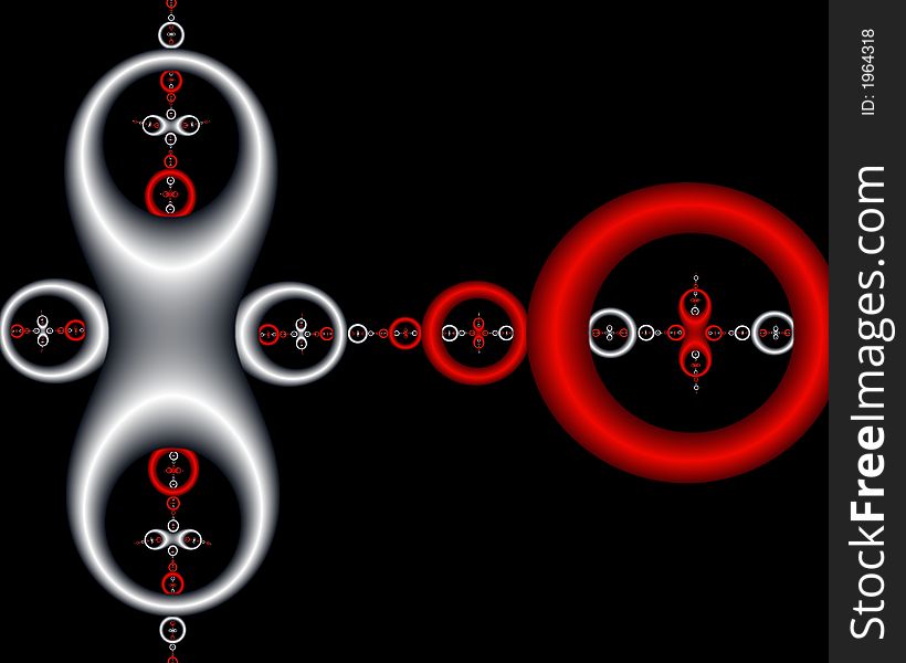 Abstract fractal image resembling multiple connected rings. Abstract fractal image resembling multiple connected rings