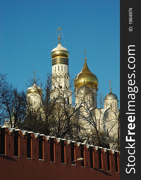 Moscow, The Domes Of Kremlin