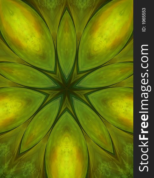 Abstract Green Yellow Leaf Pattern Tile