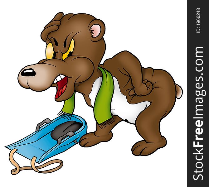 Teddy Bear 02 and bobsleigh - High detailed and coloured illustration. Teddy Bear 02 and bobsleigh - High detailed and coloured illustration