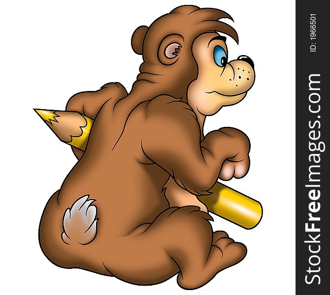 Teddy Bear 06 with pencil - High detailed and coloured illustration - Bear painter. Teddy Bear 06 with pencil - High detailed and coloured illustration - Bear painter