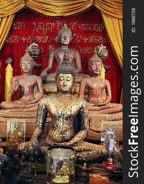 Buddha images at a temple in Thailand