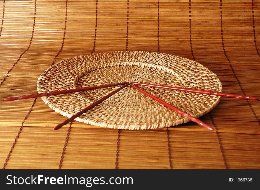Background abstract composition with sticks and plate. Background abstract composition with sticks and plate