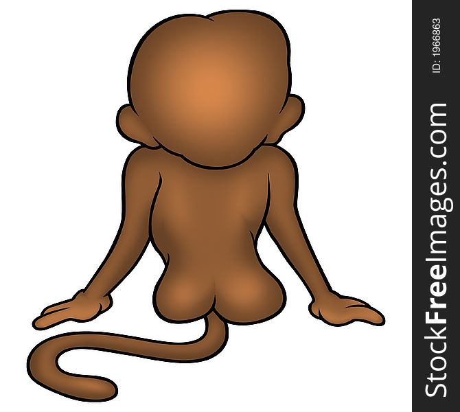 Monkey from the back Brown - High detailed and coloured illustration. Monkey from the back Brown - High detailed and coloured illustration