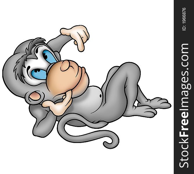 Monkey lazing Gray - High detailed and coloured illustration. Monkey lazing Gray - High detailed and coloured illustration