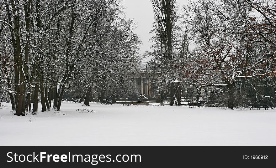 Winter in the kings garden in Warsaw, Poland. Winter in the kings garden in Warsaw, Poland.