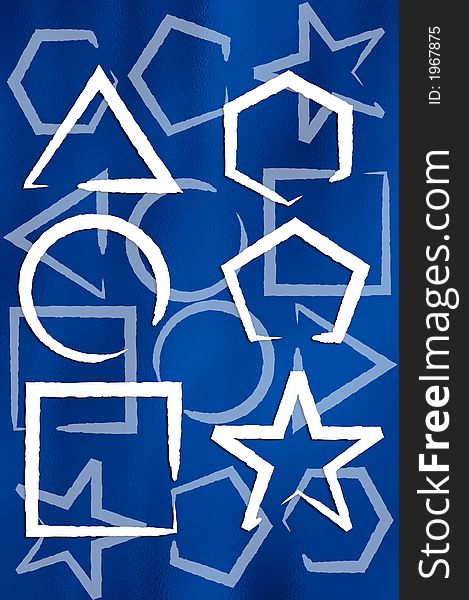 Hand drawing geometrical shapes with blue background. Hand drawing geometrical shapes with blue background