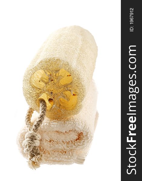 Natural sponge and terry towel-accessories for weakening massage and bath procedures