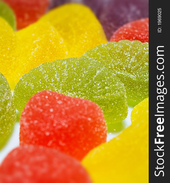 Close-up of multicoloured sugared sweets, shallow dof. Close-up of multicoloured sugared sweets, shallow dof