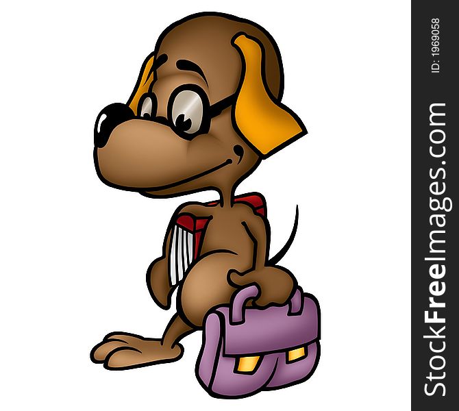 Dog school-boy 1 - High detailed and coloured illustration