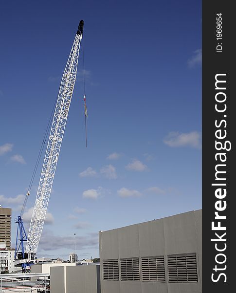 Urban City Construction With A Tall Tower Crane, Sydney, Australia