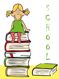 Funny Girl Sitting On The Books Royalty Free Stock Photo Funny Girl Sitting On The Books Royalty Free Stock Photo