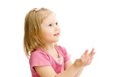 Little Naughty Girl Portrait Palms Up Isolated Stock Photos