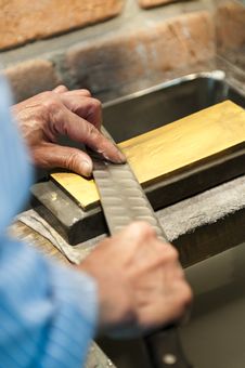 Knife Sharpening In Japan Stock Photo Knife Sharpening In Japan Stock Photo