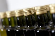 Macro Of Screw Caps On Glass Bottles. Stock Photo