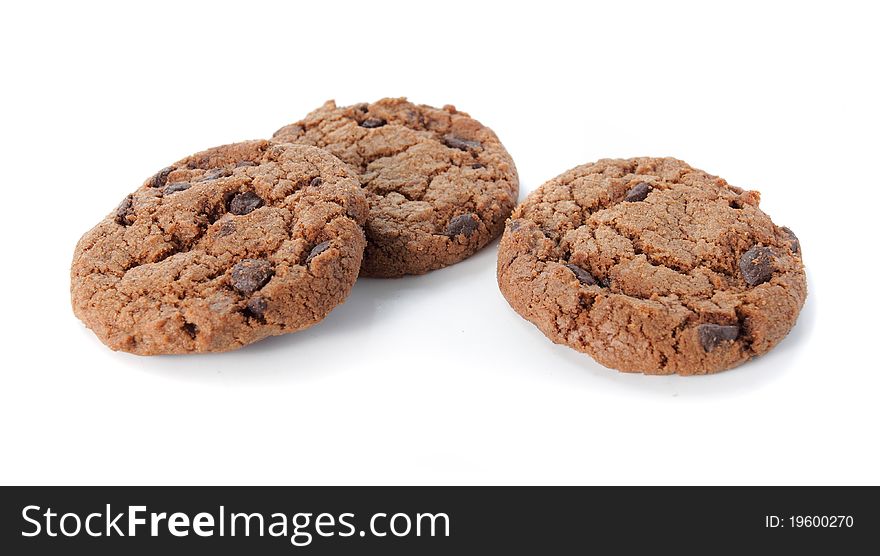 Chocolate biscuits isolated on white background