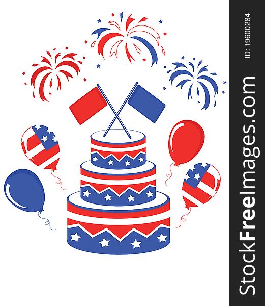 Independence day ,pie,firework and balloons. Independence day ,pie,firework and balloons