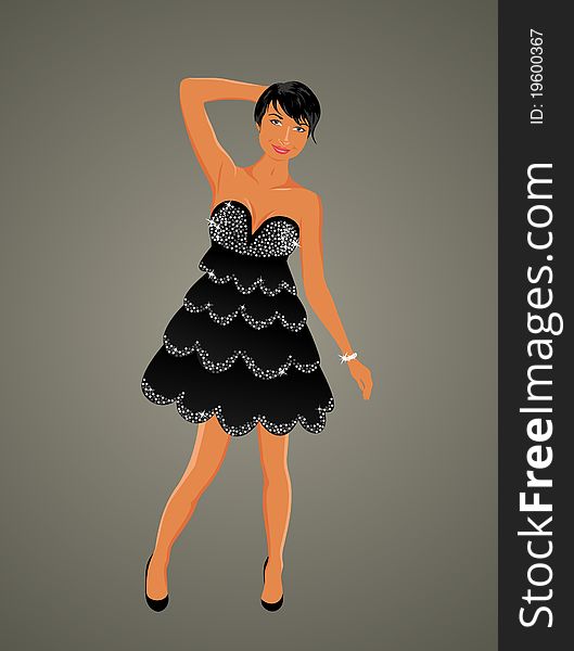 Illustration beautiful girl dancing isolated - vector