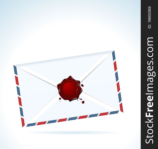 Illustration of the closed letter fastened by red sealing wax - vector