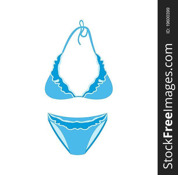 Illustration blue female swimsuit isolated - vector