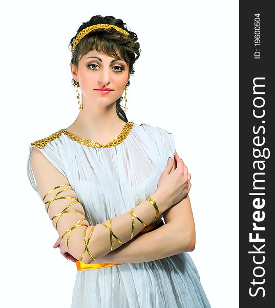 Greek girl isolated on a white background. Greek girl isolated on a white background