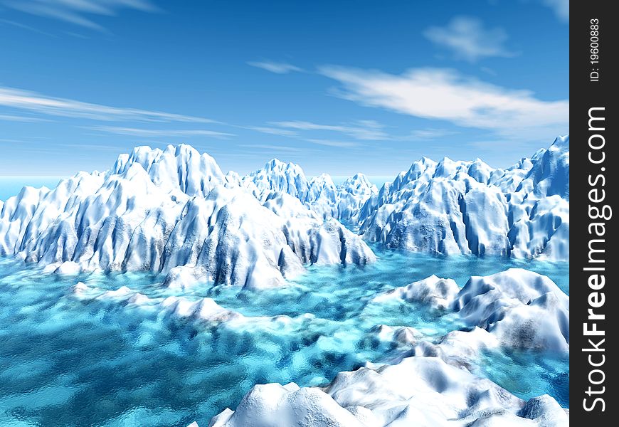 Illustration of antartica with blue sky. Illustration of antartica with blue sky