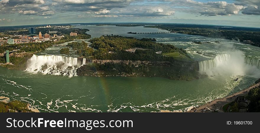 Panorama photo of Niagara waterfalls, photo taken from Canadian side. Panorama photo of Niagara waterfalls, photo taken from Canadian side