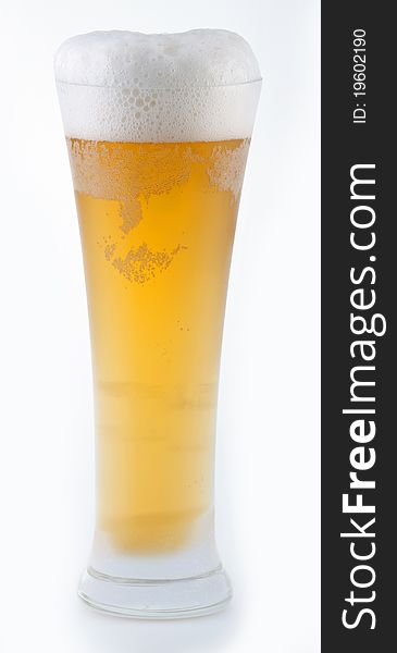 Frozen glass with light beer. Frozen glass with light beer