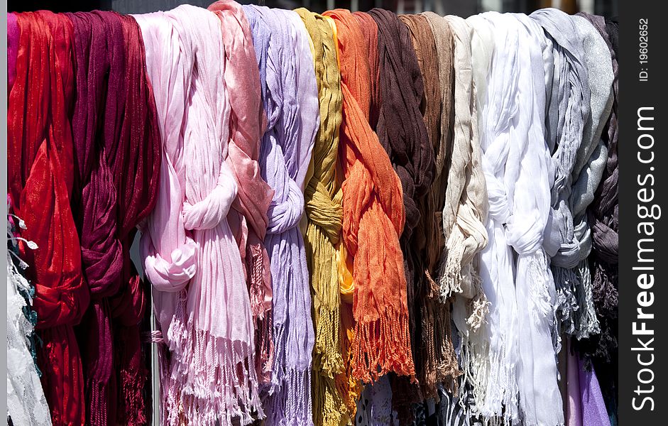 Coloured cotton cloth in store. Coloured cotton cloth in store