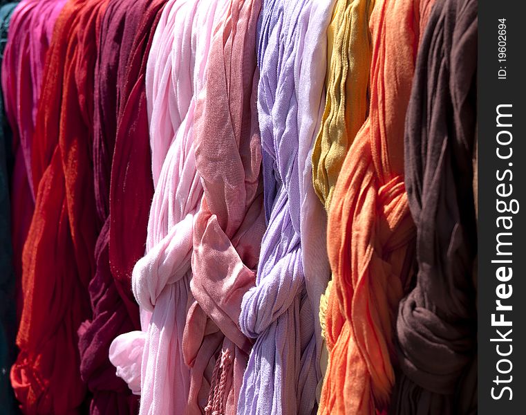 Colored fabric in the shelf