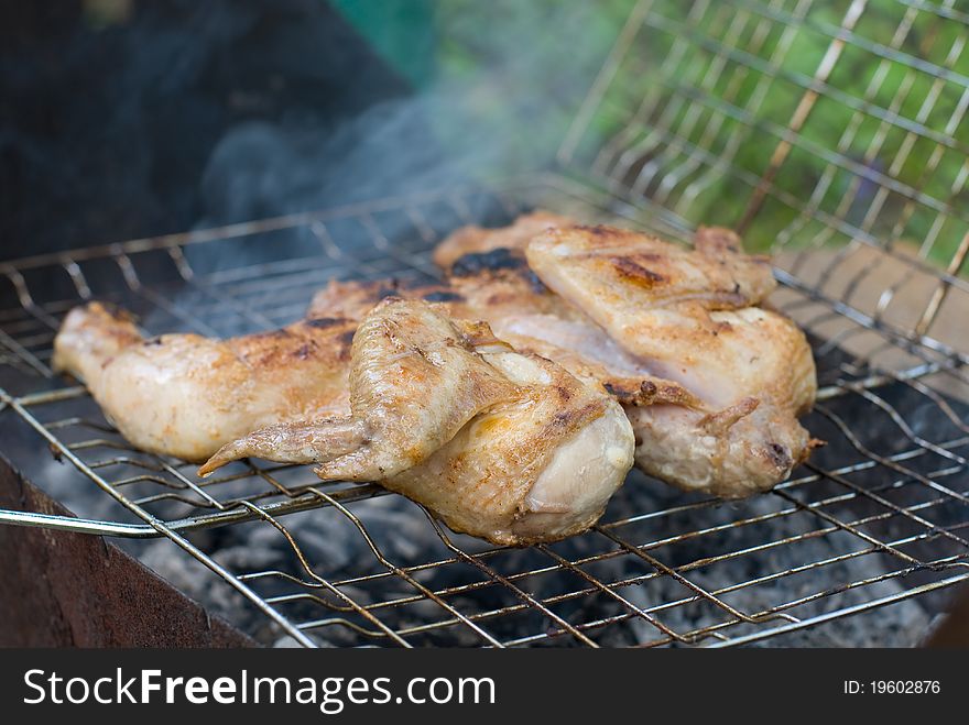 Barbecue chicken on the chargrill