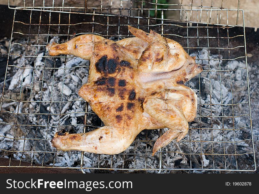 Barbecue chicken on the chargrill