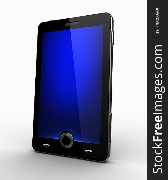 Modern cellphone with blue screen. Modern cellphone with blue screen