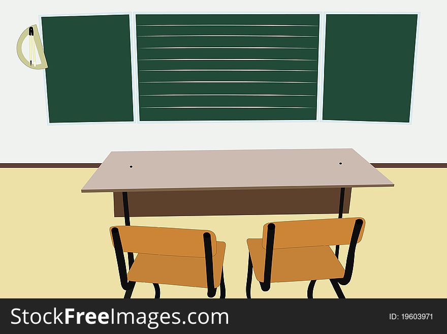 Vector illustration of empty school class