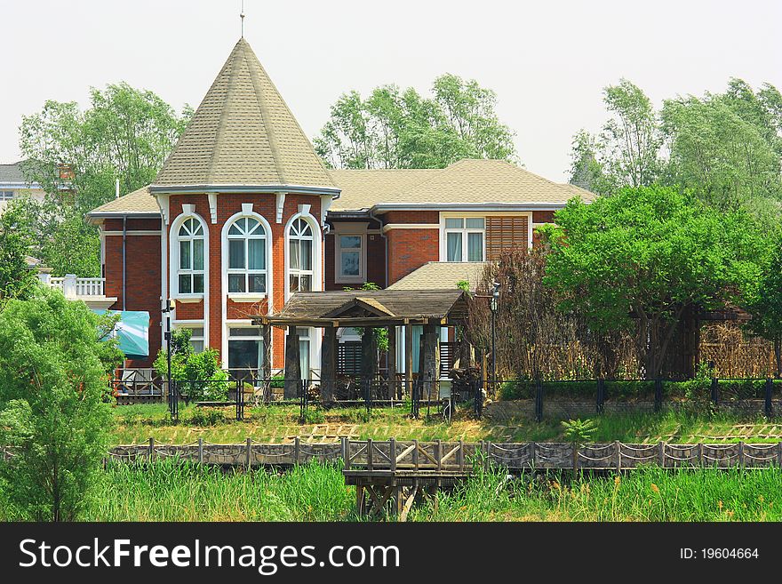 The suburban cottage at grassland