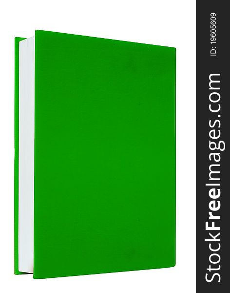 Green books on white background isolate