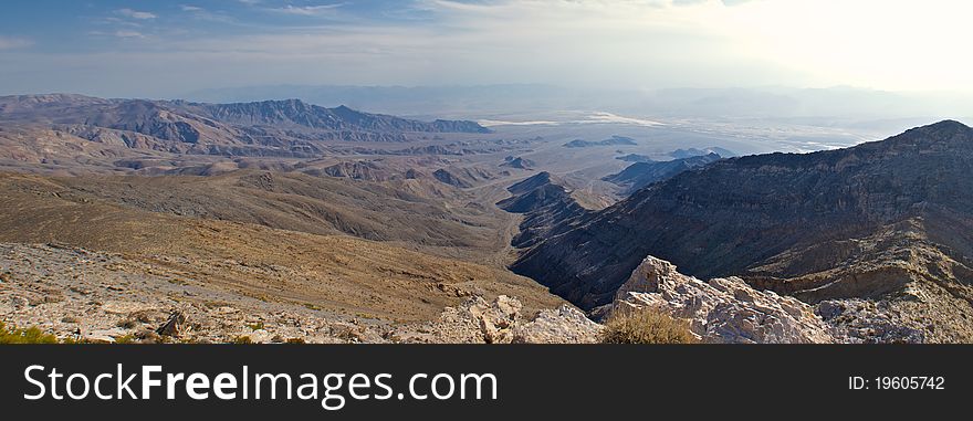 A long downward slope into Death Valley. A long downward slope into Death Valley.
