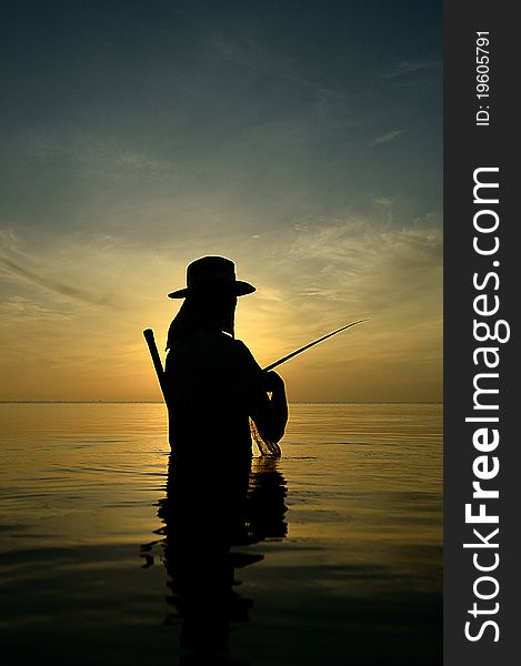 Silhouette fishing