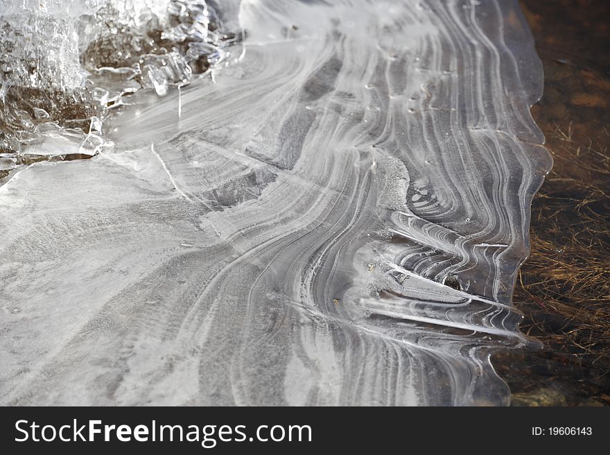 Frozen water at the river bank. Frozen water at the river bank