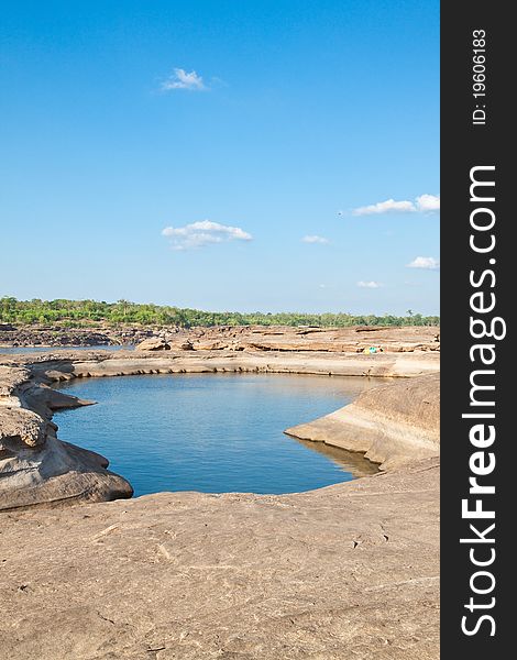 The Amazing of Rock,Natural of Rock Canyon as pool in Khong River after the water come down in Summer,Three Thousand Hole,Ubonratchathanee Province,North East of Thailand