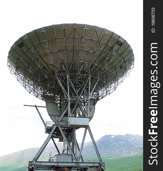 Radio telescope in Norwegian mountains.