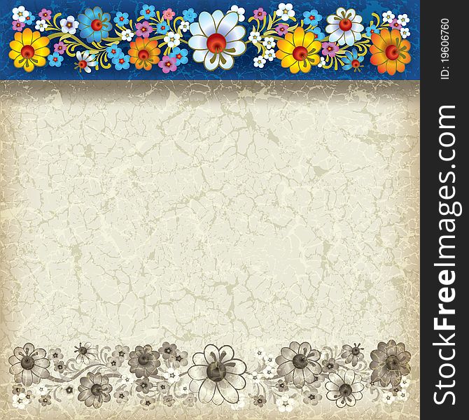 Abstract grunge background with flowers