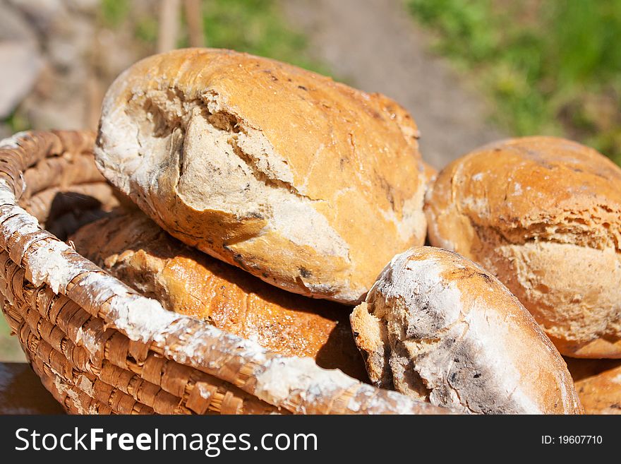 Traditional Cezch bread made in medieval oven, with caraway