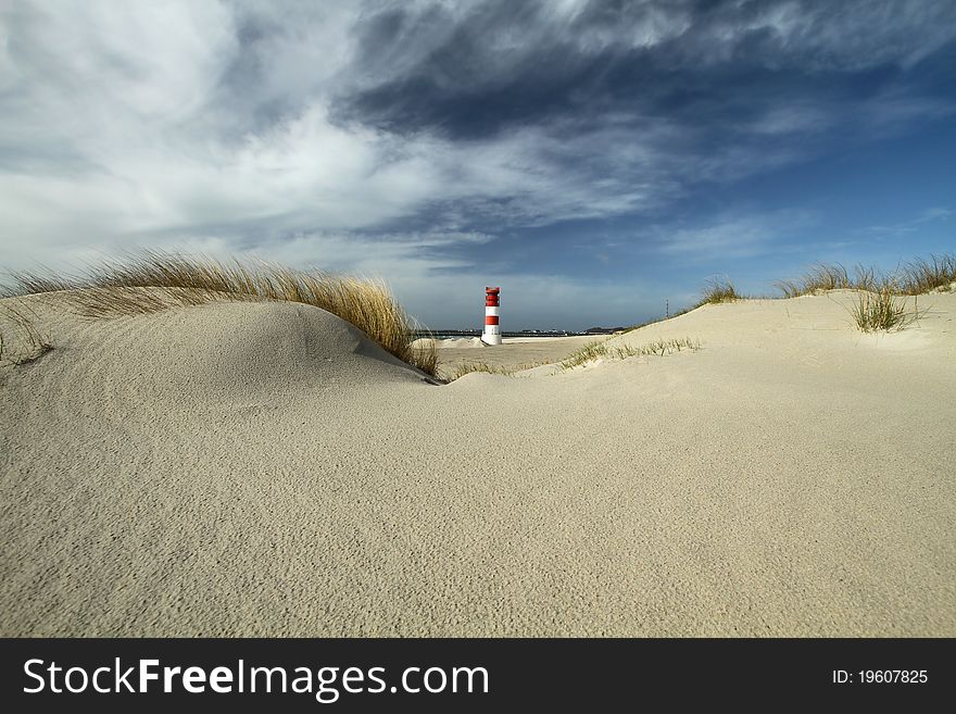 Landscape with lantern on Dune island. Landscape with lantern on Dune island