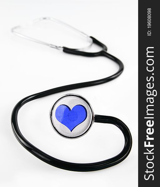 Stethoscope with blue heart design