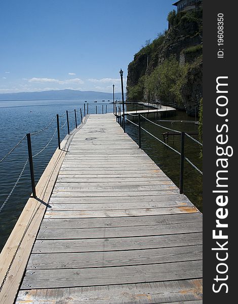 Wooden walk way, Ohrid lake, Macedonia