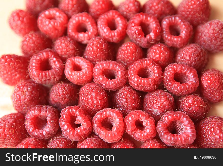 Delicious vitamins source at summer is sweet raspberries