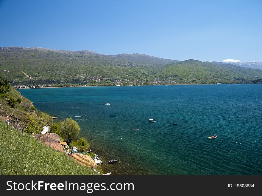 Panoramic view of Ohrid lake, Macedonia