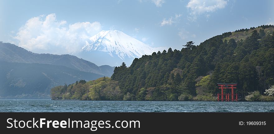 View of mount Fuji from Hakone in Japan.